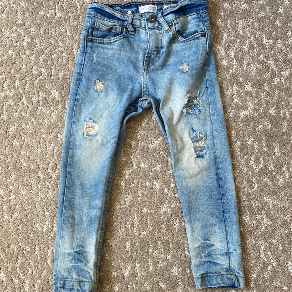 Evolution Stylish Light Blue Distressed Jeans, Boys Size 3